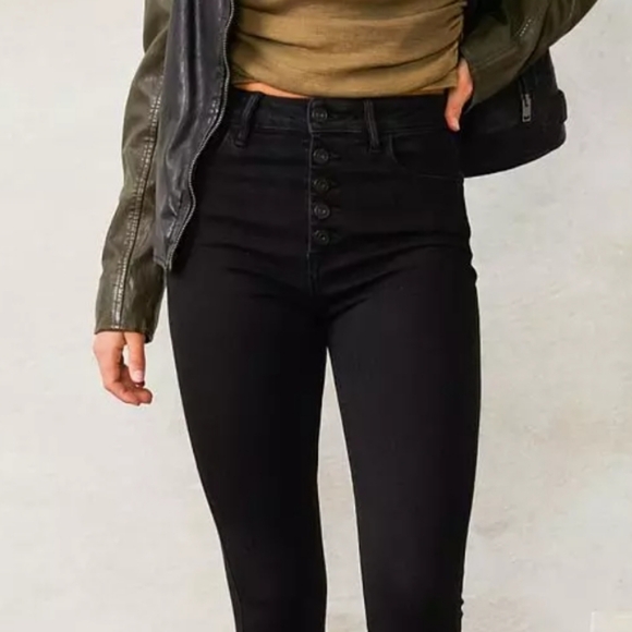 Hidden Taylor High Waisted Black Skinny Jeans 26 Exposed Buttons - Picture 8 of 16